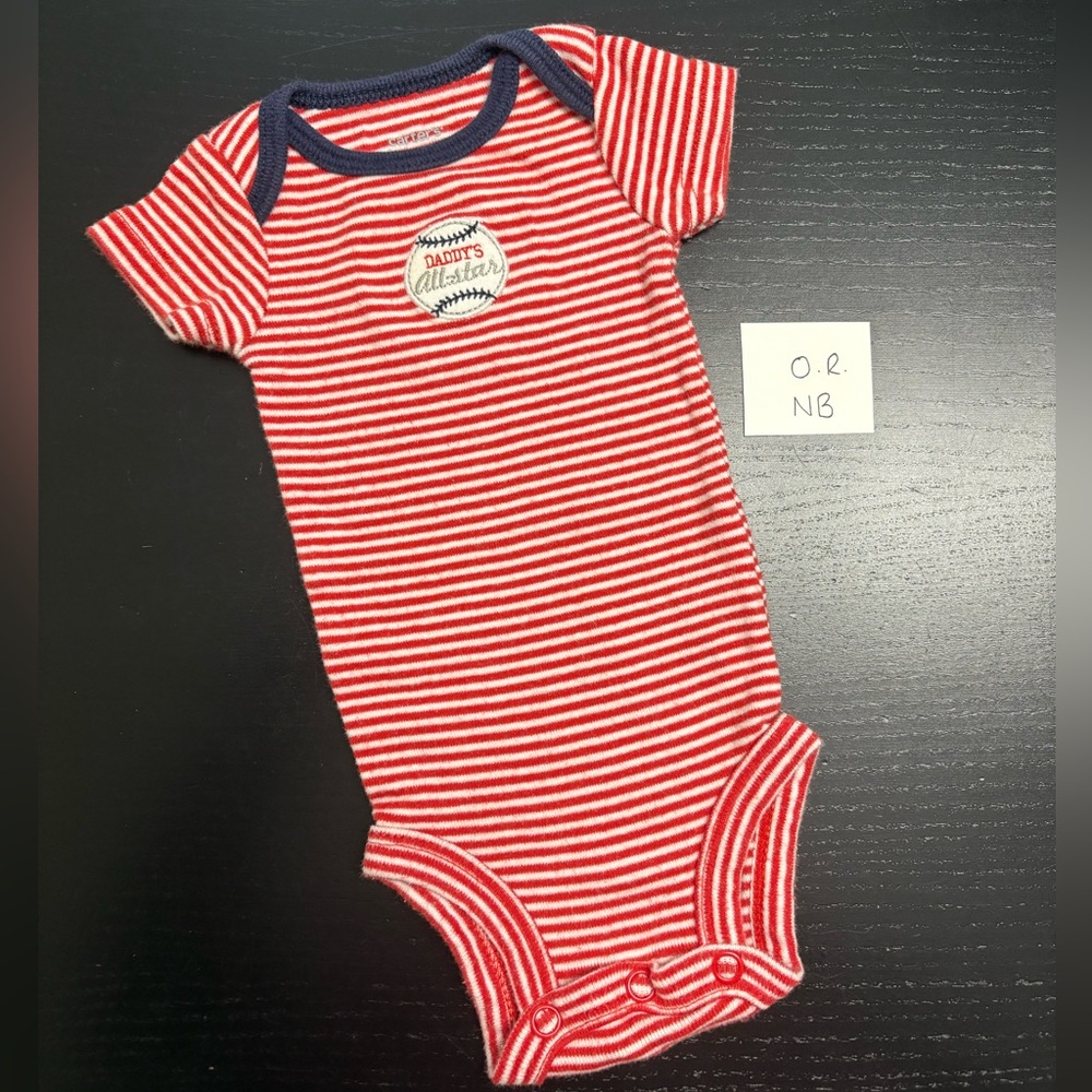 ⭐️5/$10.00⭐️ Carter’s NB Baseball Theme Onesie